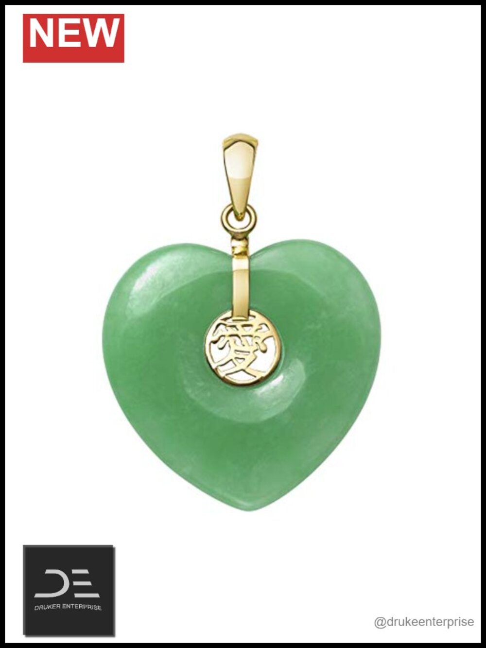 Natural Jade Heart Pendant Necklace 14K Yellow Gold Bail Fine Jewelry